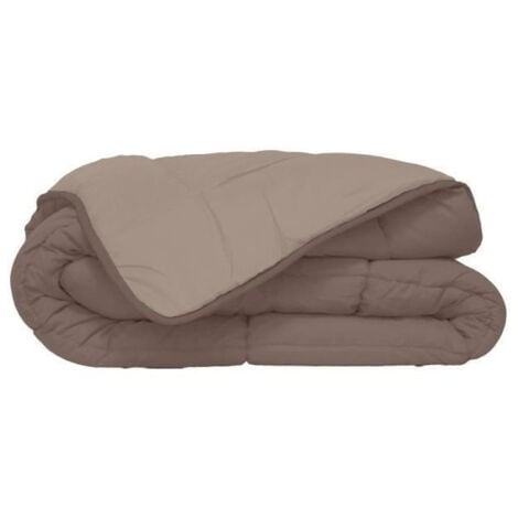 HUDSON Couette legere Microfibre 200g/m2 240x260cm Taupe + Lin