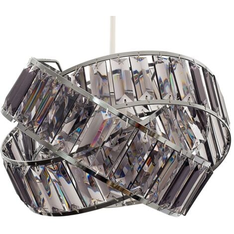 Hudson Polished Chrome and Smoked Acrylic Jewel Intertwined Rings Design Ceiling Pendant Light Shade