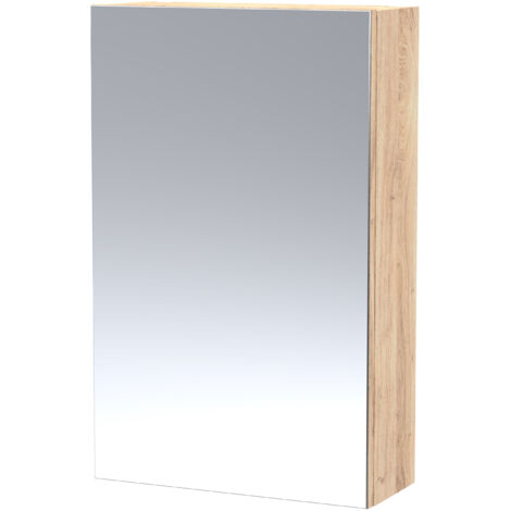 Hudson Reed 1-Door Mirrored Bathroom Cabinet 715mm H x 450mm W - Bleached Oak