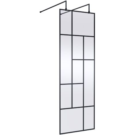 Hudson Reed Abstract Frame Wetroom Screen with Support Bars 700mm Wide - 8mm Glass