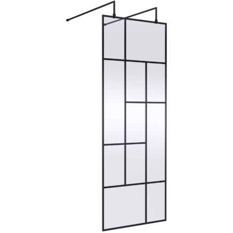Hudson Reed Abstract Frame Wetroom Screen with Support Bars 760mm Wide - 8mm Glass