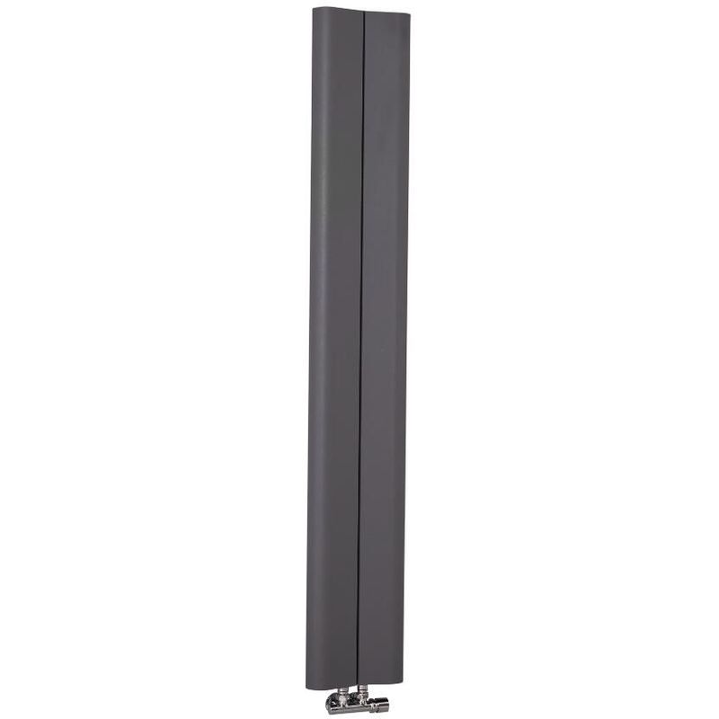 Aloa Radiatore Termoarredo Verticale di Design - Termosifone in Alluminio con Finitura Grigia Chiara - 579W - 1600 x 245mm - Riscaldamento ad Acqua