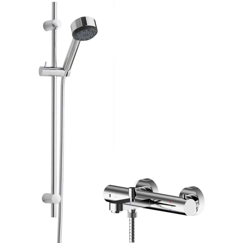 Arvan Thermostatic Bath Shower Mixer with Linear Slider Rail Kit - Chrome - Hudson Reed