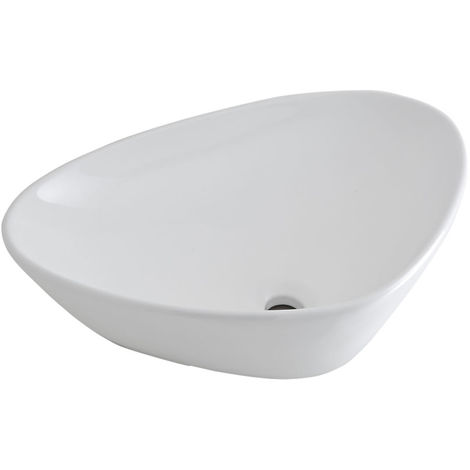 Waschbecken Keramik Oval Weiß Waschschale Aufsatzwaschbecken Waschtisch