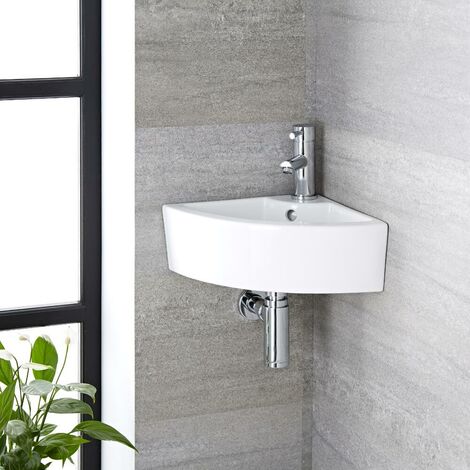 Lavabo Bagno Angolare Sospeso, Lavabo Bagno Sospeso, Mobile Bagno Sospesi  Con Lavabo, Lavandino Bagno Salvaspazio, Con Rubinetto E Tubo Flessibile,  Lavabo In Ceramica Sospeso Triangolo, (Color : Dark : : Fai da