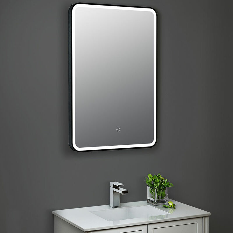 black framed bathroom mirror 700mm h x 500mm w - hudson reed