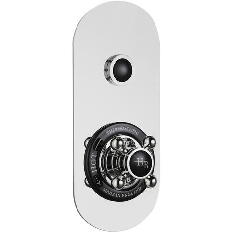 Hudson Reed Black Topaz Single Outlet Push Button Shower Valve - Chrome