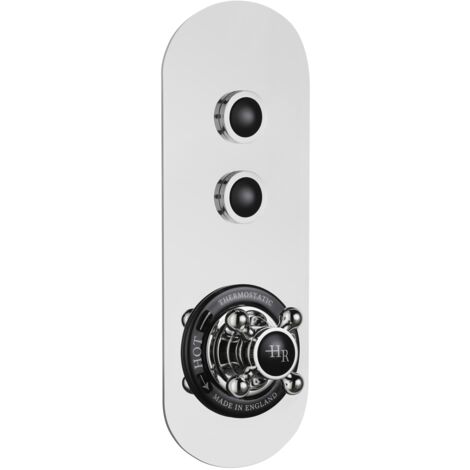 Hudson Reed Black Topaz Dual Outlet Push Button Shower Valve - Chrome
