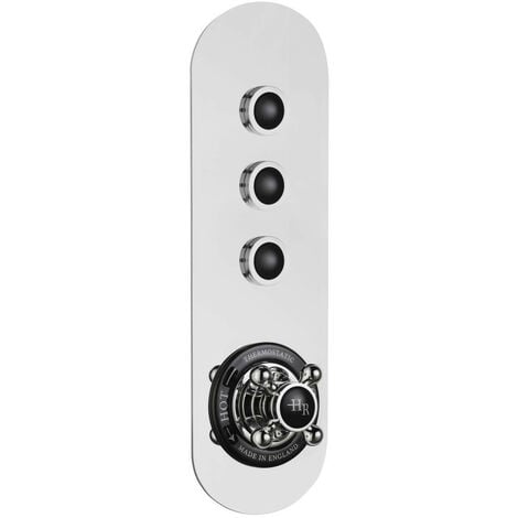 Hudson Reed Black Traditional Push Button Concealed Shower Valve with 3 Outlets - CPB6312