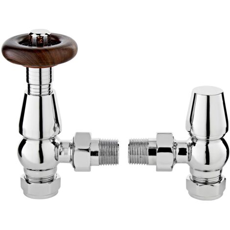 Hudson Reed Camden Angled Thermostatic Radiator Valves Pair - Chrome