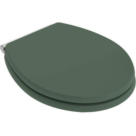 Hudson Reed Carlton Soft Close Toilet Seat Chrome Hinges - Hunter Green