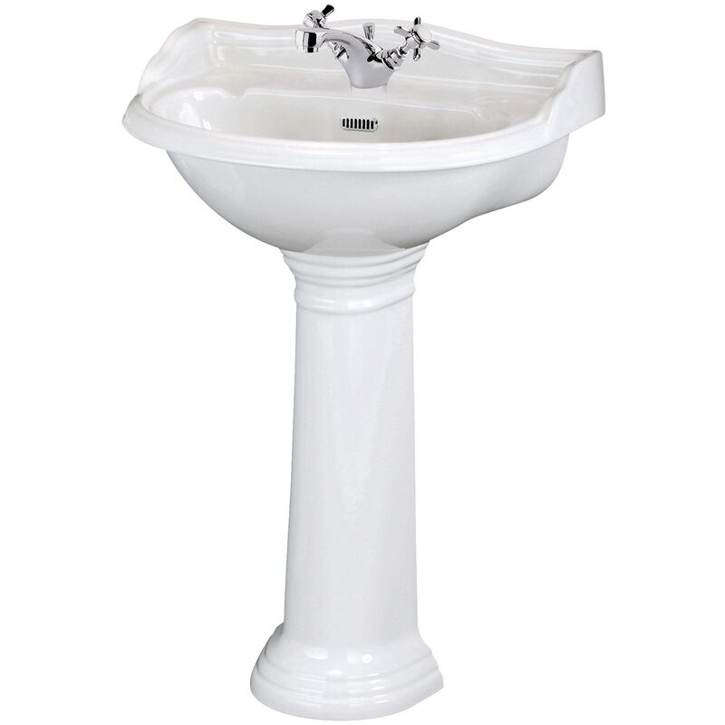 Chancery Basin with Full Pedestal 500mm Wide - 1 Tap Hole - Hudson Reed