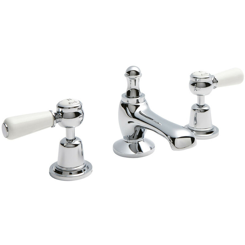 Chrome Topaz Tap Set for 3 Tap Hole Basin Mixers - BC307DL - Silver - Hudson Reed