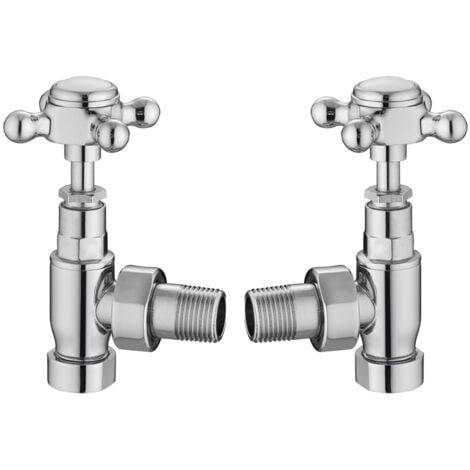 Hudson Reed Crosstop Angled Radiator Valves Pair - Chrome