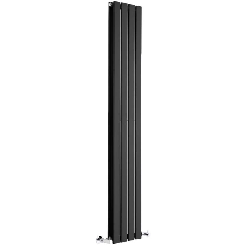 Hudson Reed Delta Radiatore Termoarredo di Design Verticale Moderno - Termosifone con Finitura Opaca Nera - Pannelli Piatti - 1600 x 280mm - 882 Watt