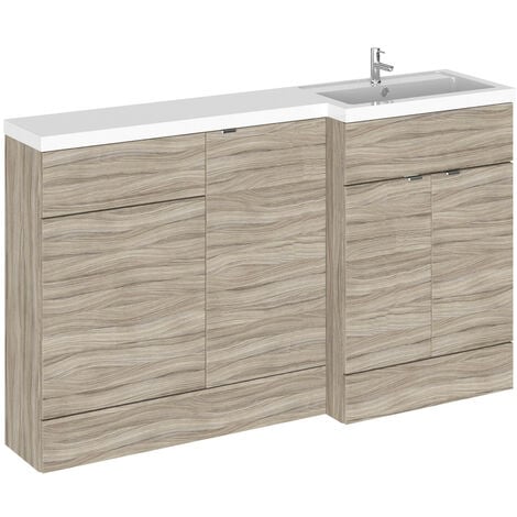 Hudson Reed Driftwood 1500mm Full Depth Combination Vanity, Toilet and Storage Unit with Right Hand Basin - CBI219