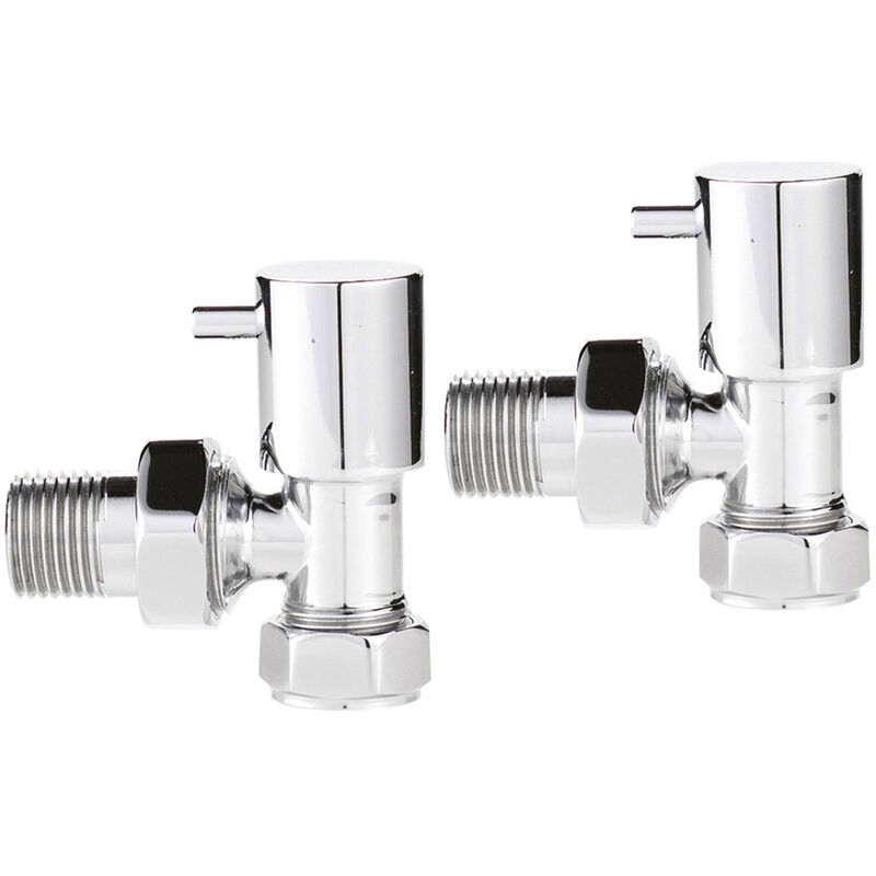 Minimalist Angled Radiator Valves Pair 69mm High - Chrome - Hudson Reed