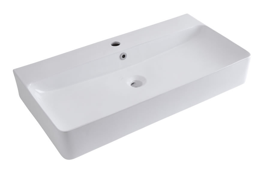 Lavabi Moderni Per Bagno.Hudson Reed Exton Lavabo D Appoggio Rettangolare Per Bagni Lavandino Bagno Con Design Moderno Ceramica Bianca 1 X Foro Per La Rubinetteria 800 X 415 X 155mm Bfb2037