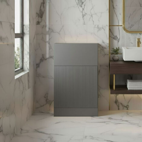 Hudson Reed Fluted WC Unit 500mm Wide - Satin Grey