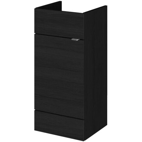 Hudson Reed Fusion Charcoal Black Woodgrain 400mm Floor Standing Single Door Storage Unit - OFF604