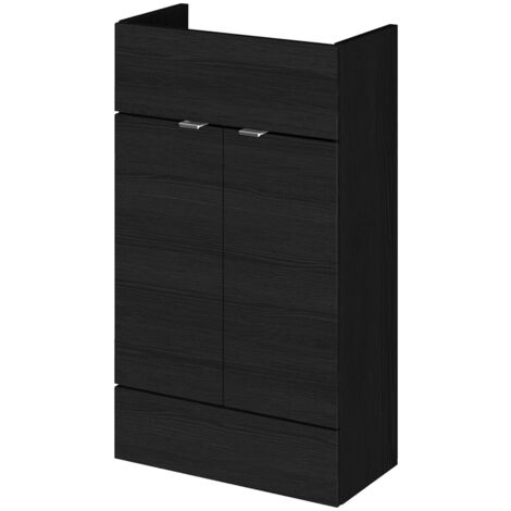 Hudson Reed Fusion Compact Charcoal Black Woodgrain 500mm Floor Standing 2 Door Vanity Unit - OFF605