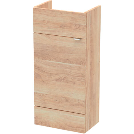 Hudson Reed Fusion Compact Floor Standing 1-Door Vanity Unit 400mm Wide - Bleached Oak