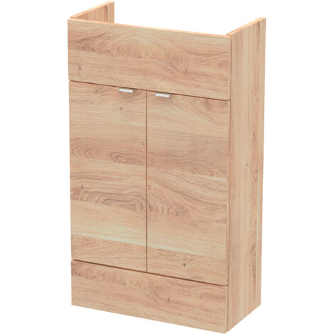 Hudson Reed Fusion Compact Floor Standing 2-Door Vanity Unit 500mm Wide - Bleached Oak