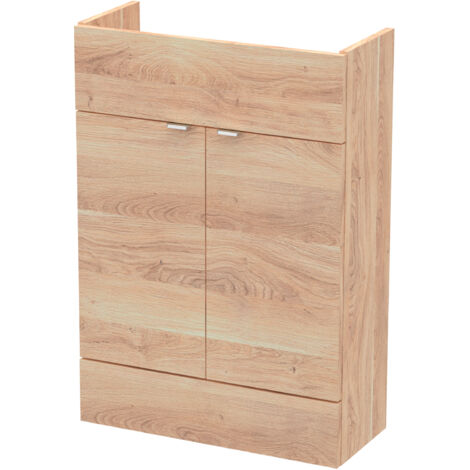 Hudson Reed Fusion Compact Floor Standing 2-Door Vanity Unit 600mm Wide - Bleached Oak