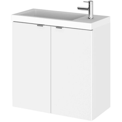 Hudson Reed Fusion Compact Gloss White 500mm Wall Hung 2 Door Combination Vanity Unit - CBI138