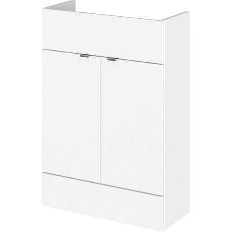 Hudson Reed Fusion Compact Gloss White 600mm Floor Standing 2 Door Vanity Unit - OFF107