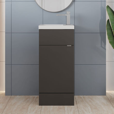 Hudson Reed Fusion Compact Vanity Unit with Basin 400mm Wide - Gloss Grey