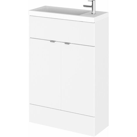 main image of "Hudson Reed Fusion Compact Vanity Unit with Basin 600mm Wide - Gloss White"
