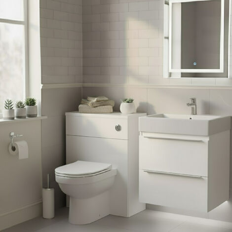 Hudson Reed Fusion Compact WC Unit with Coloured Worktop 600mm Wide - Gloss White