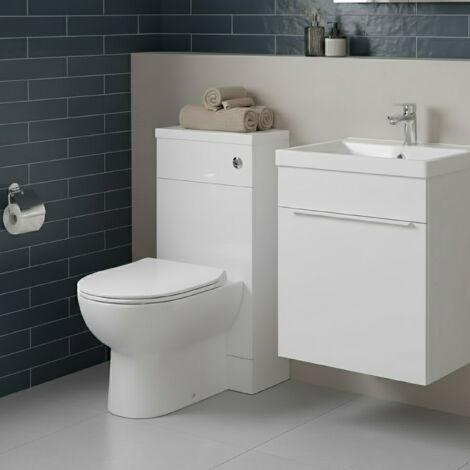 Hudson Reed Fusion Compact WC Unit with Polymarble Worktop 500mm Wide - Gloss White