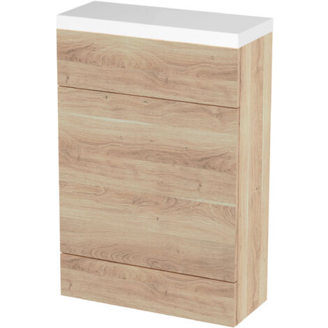 Hudson Reed Fusion Compact WC Unit with Polymarble Worktop 600mm Wide - Bleached Oak