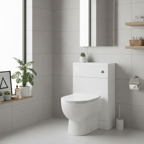 Hudson Reed Fusion Compact WC Unit with Polymarble Worktop 600mm Wide - Gloss White