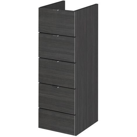 Hudson Reed Fusion Drawer Unit 300mm Wide - Charcoal Black Woodgrain