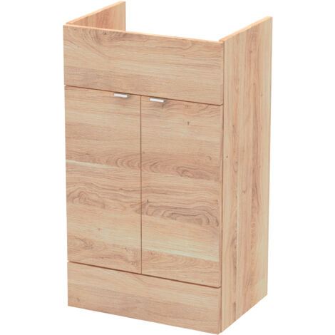 Hudson Reed Fusion Floor Standing 2-Door Vanity Unit 500mm Wide - Bleached Oak