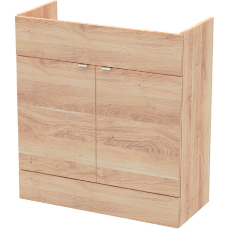 Hudson Reed Fusion Floor Standing 2-Door Vanity Unit 800mm Wide - Bleached Oak
