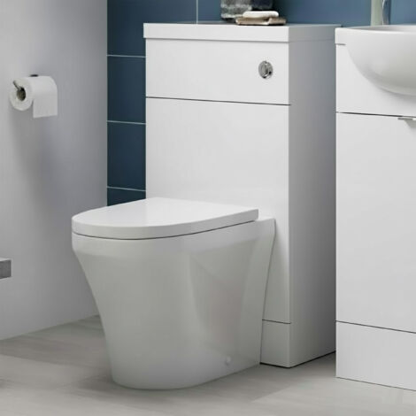 Hudson Reed Fusion Gloss White 500mm Combination Toilet Unit with Polymarble Worktop - CBI105