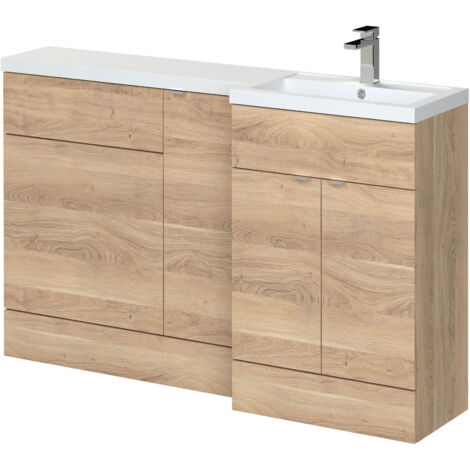 Hudson Reed Fusion RH Combination Unit with 600mm WC Unit - 1500mm Wide - Bleached Oak