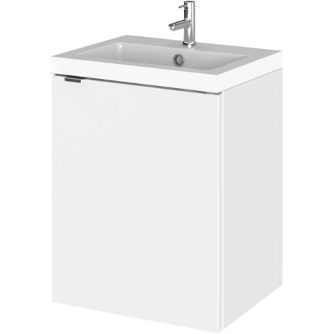 Hudson Reed Fusion Wall Hung 1-Door Vanity Unit with Basin 400mm Wide - Gloss White