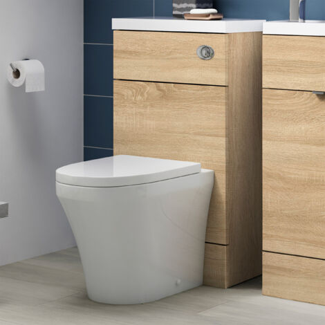 Hudson Reed Fusion WC Unit with Polymarble Worktop 500mm Wide - Bleached Oak