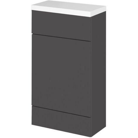 Hudson Reed Fusion WC Unit with Polymarble Worktop 600mm Wide - Gloss Grey