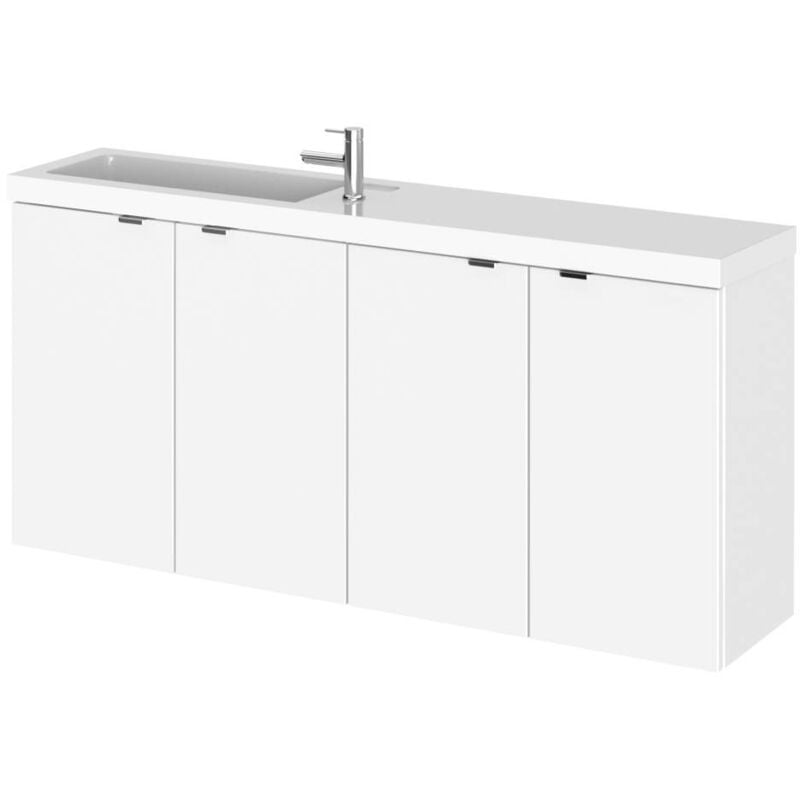 Hudson Reed Fusion Gloss White 1200mm Slimline 4 Door Vanity Unit with Double Basin - CBI135