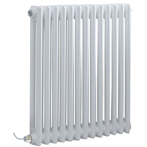 Hudson Reed Heizkörper Regent Elektrisch - Horizontaler Röhrenheizkörper aus Stahl - 600 x 605 mm - 2 Säuler - Weiß