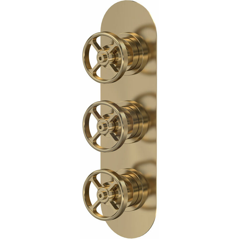 Hudson Reed - Industrial Concealed Shower Valve Triple Handle - Brushed Brass