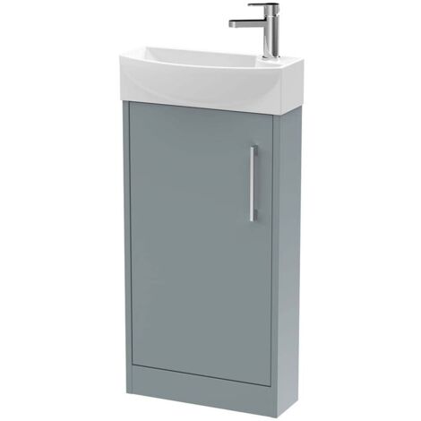 Hudson Reed Juno Compact LH Floor Standing Vanity Unit and Basin 440mm Wide - Coastal Grey