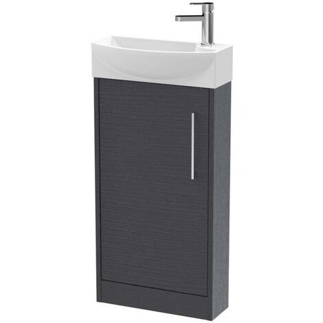 Hudson Reed Juno Compact LH Floor Standing Vanity Unit and Basin 440mm Wide - Graphite Grey
