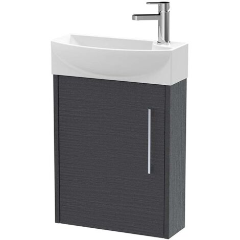 Hudson Reed Juno Compact LH Wall Hung Vanity Unit and Basin 440mm Wide - Graphite Grey